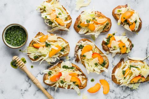Apricot and fennel open sandwiches