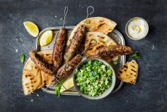 Koftas with pea and mint tabbouleh