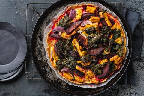 Beetroot and kale quiche