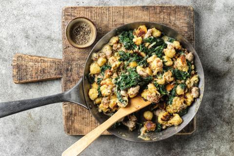 Gnocchi with kale and sausage