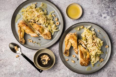Stuffed chicken breasts with truffle and risotto