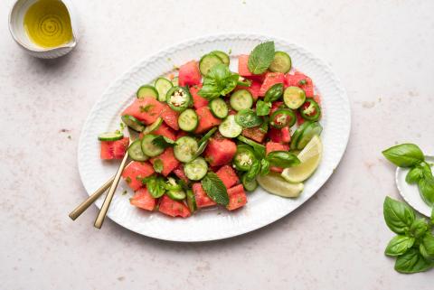 Watermelon and jalapeño salad