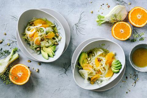 Insalata di finocchi con arance e avocado