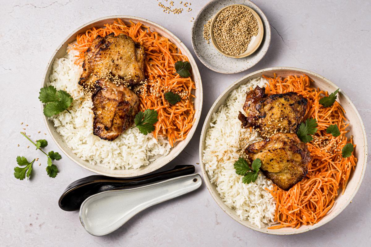 Soy chicken with carrot salad - Recipes | fooby.ch