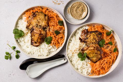 Soy chicken with carrot salad 