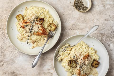 Creamy chicken breast with parmesan risotto