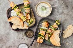 Courgette and salmon skewers