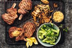 Grilled veal cutlets with miso butter