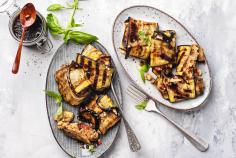 Grilled aubergine parcels with feta