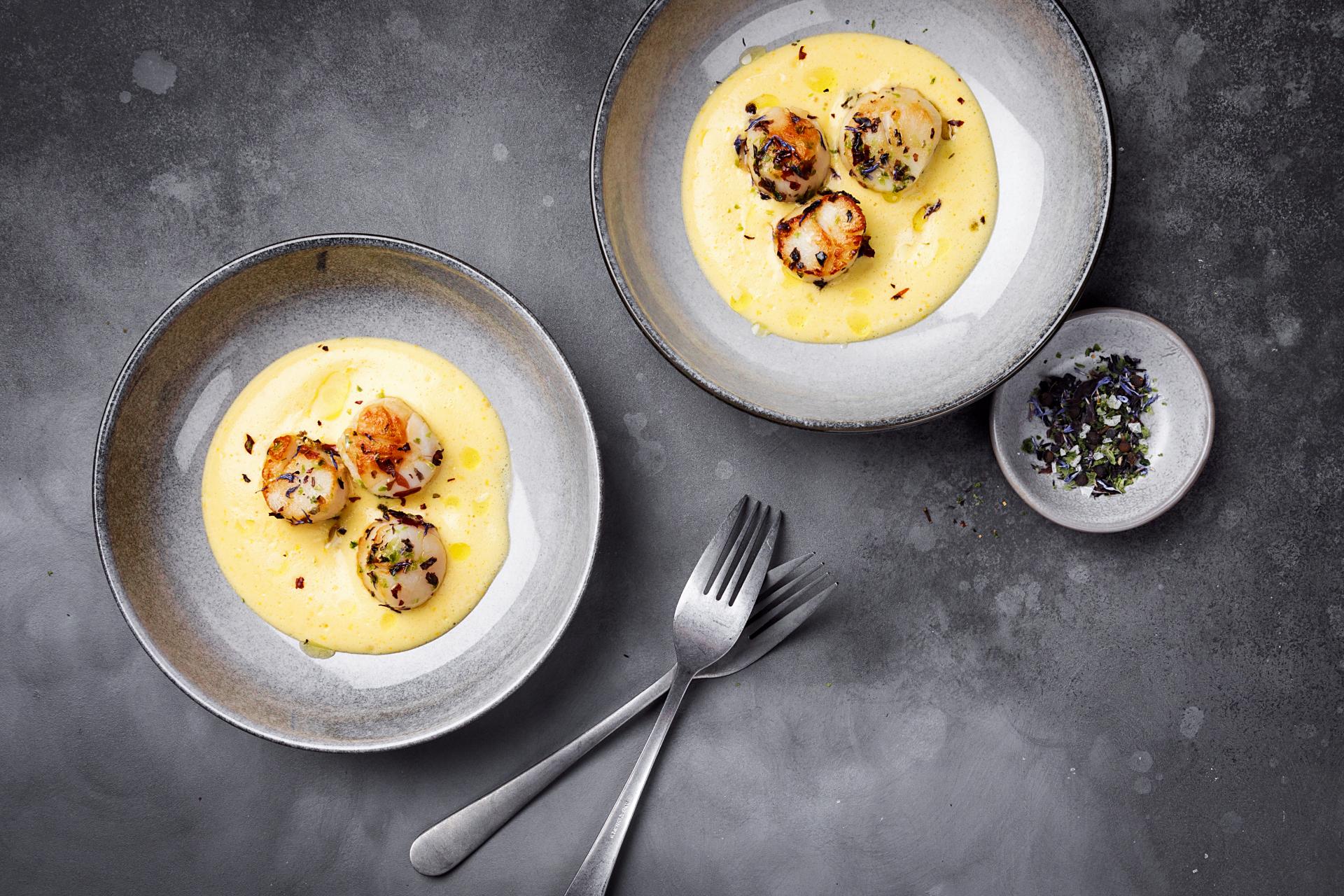 Jakobsmuscheln mit Orangen-Sabayon | Vorspeise | coop.ch