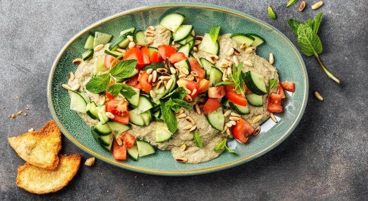 Baba Ganoush et topping aux légumes