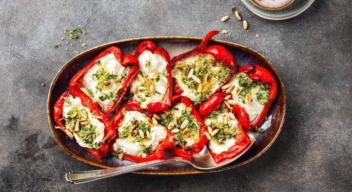 Poivrons grillés farcis à la burrata