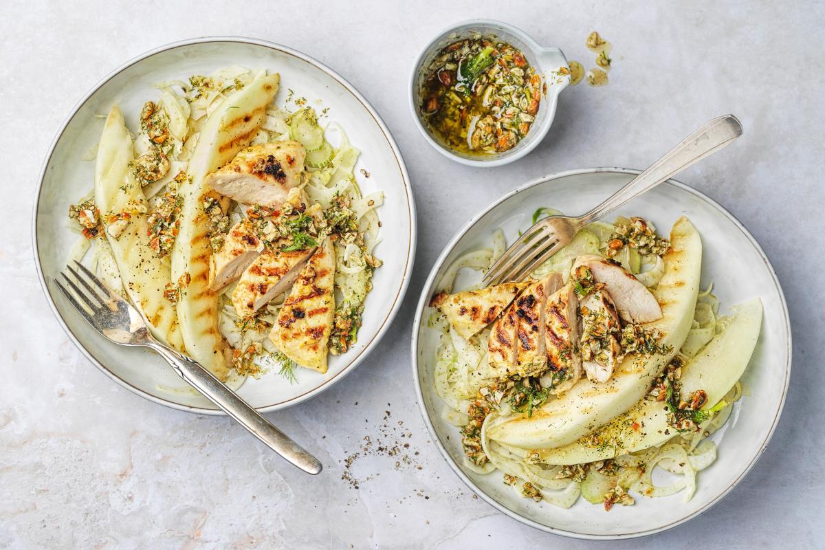 Fennel and melon salad with chicken - Recipes | fooby.ch