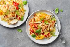 Chicken breasts with summer vegetable risoni