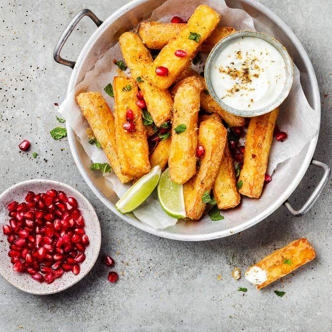 halloumi and chips