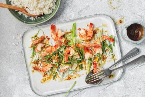 Prawns with ginger and chilli