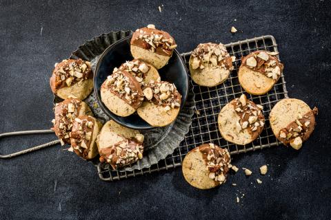 Chocolate and hazelnut shortbread biscuits