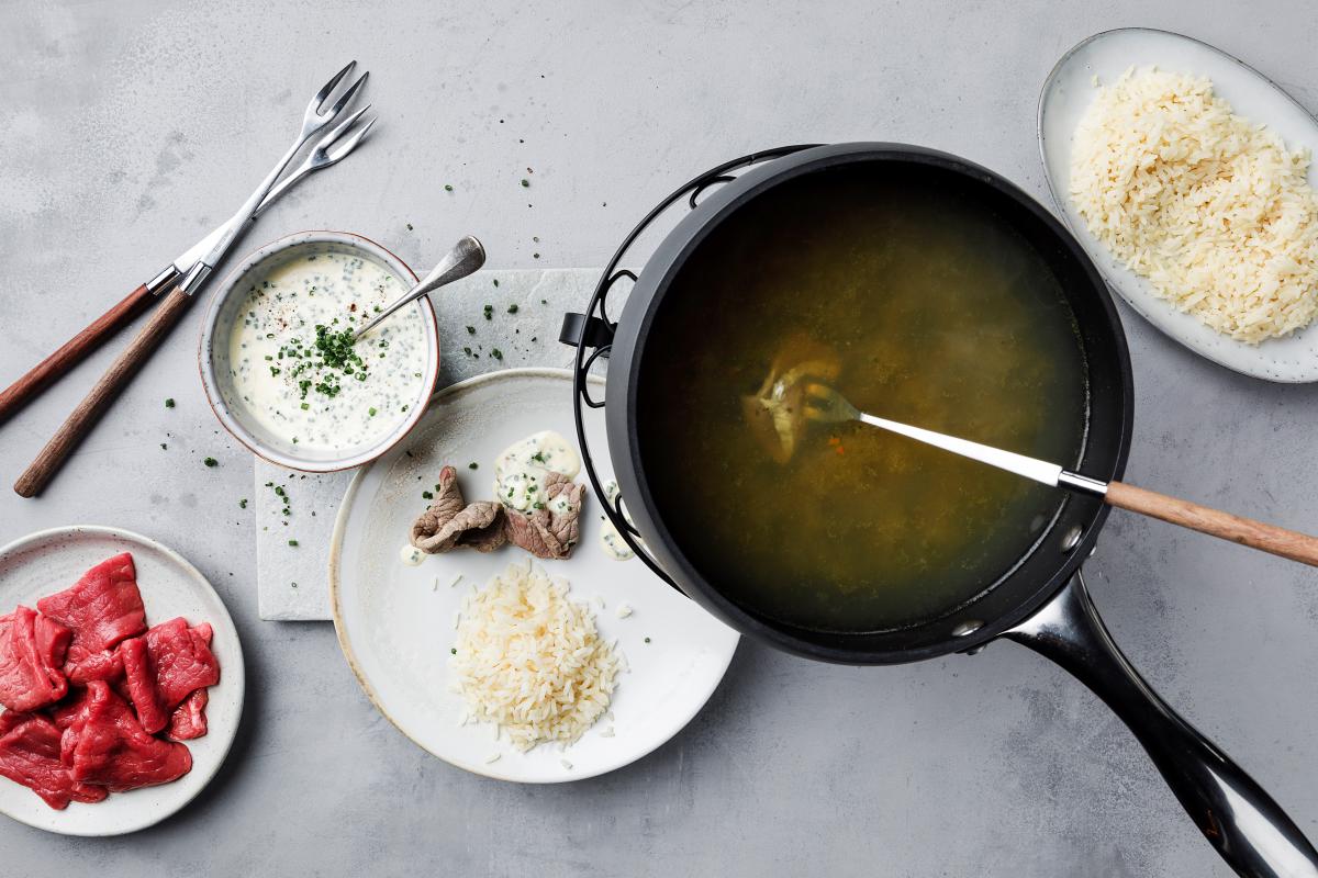 Super-quick meat fondue - Recipes | fooby.ch