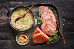 Ham with mustard risotto
