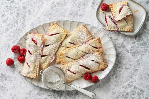 Rhubarb and raspberry parcels