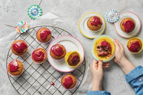 Strawberry and raspberry muffins