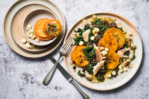 Persimmon and spinach salad