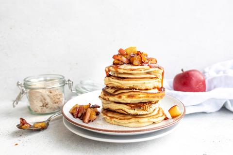 Vegan breakfast apple pancakes