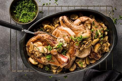 Pork chops with mushrooms