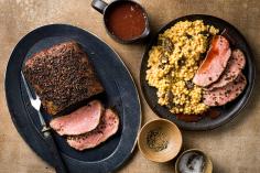 Coffee-crusted veal loin