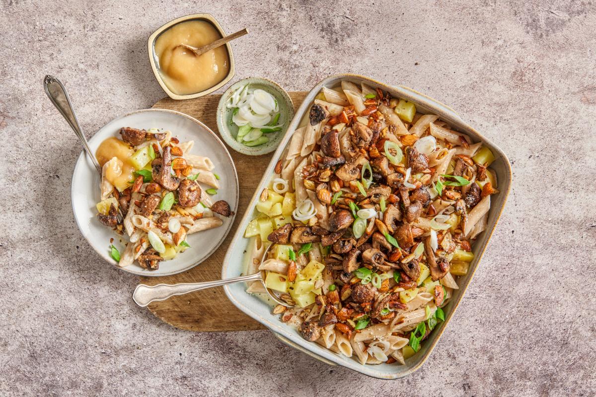 Macaronis à la montagnarde végétariennes aux champignons