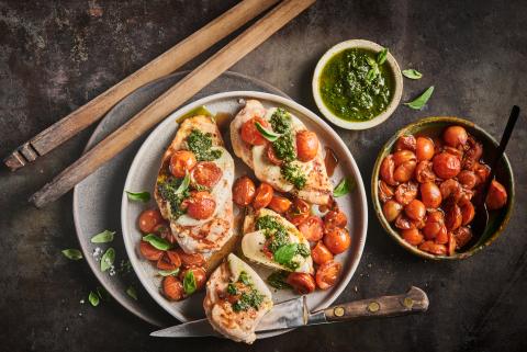 Grilled Caprese chicken breasts