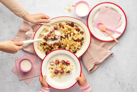 Rice pudding with cherries