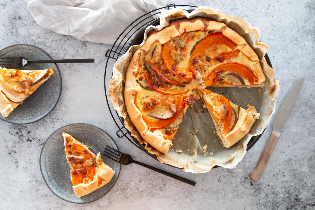 Squash and pear quiche - Recipes | fooby.ch