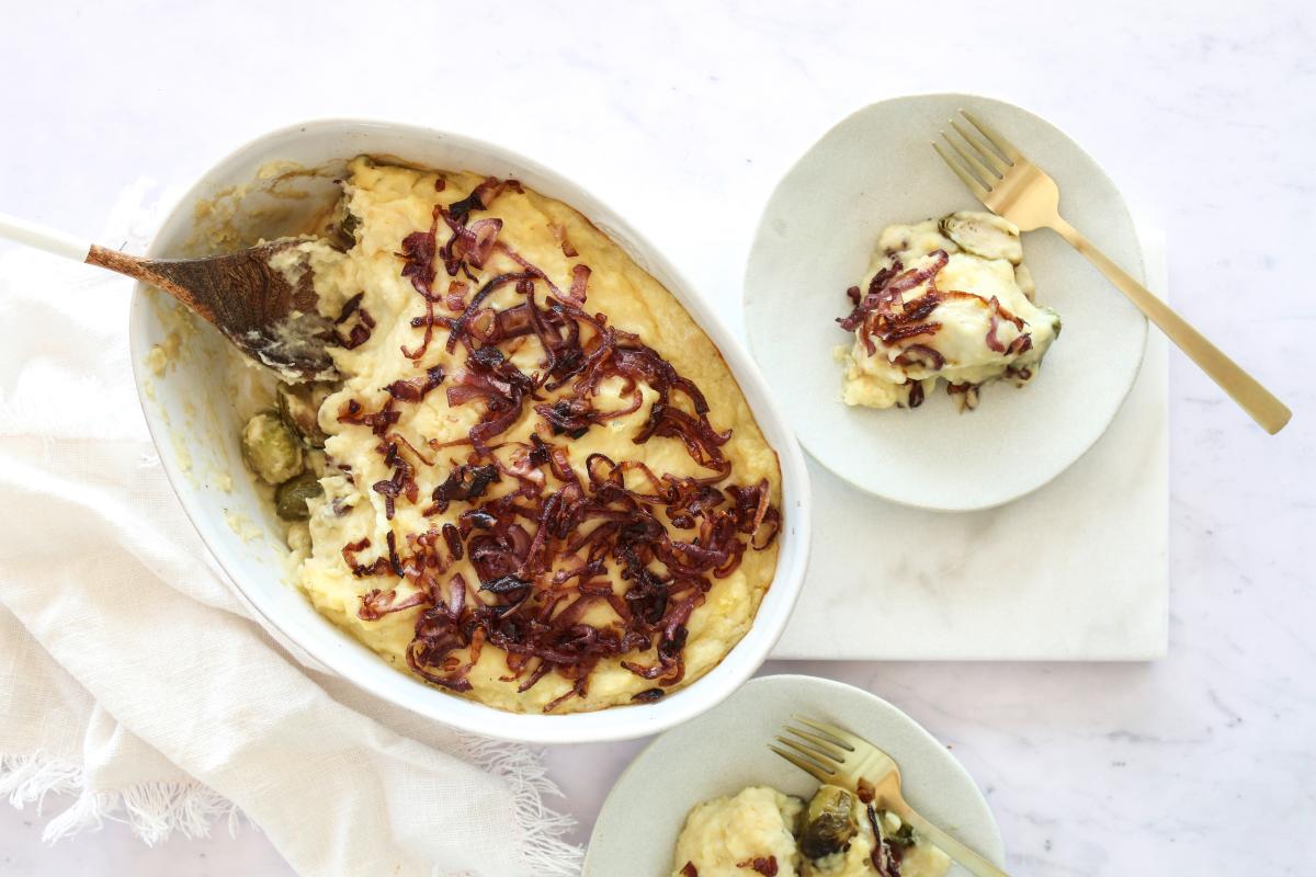 Brussels sprout and mashed potato gratin with Gorgonzola - Recipes | fooby.ch