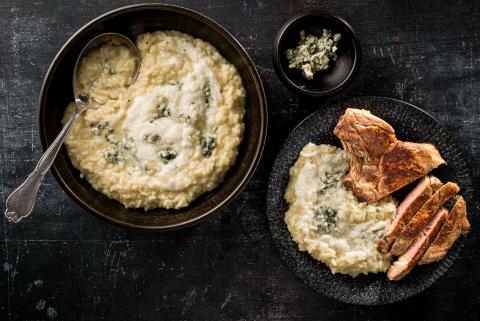 Risotto au vin rouge, chou-fleur et stilton