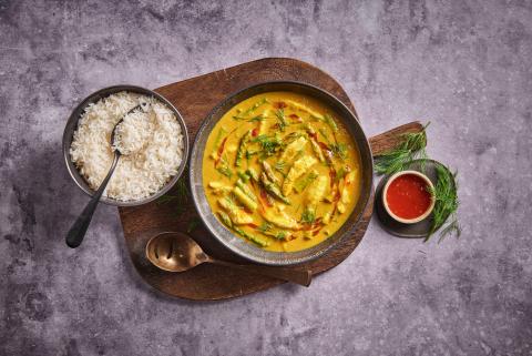 Curry di asparagi e pesce
