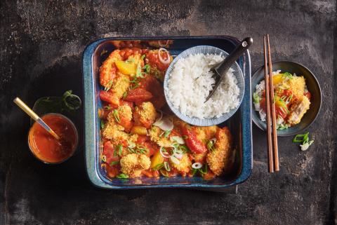 Poulet süss-sauer mit Blutorangen