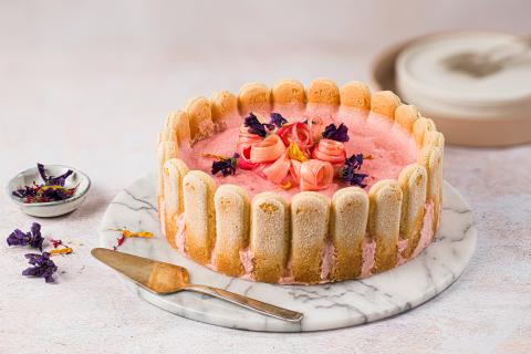 Rhubarb Charlotte with coconut