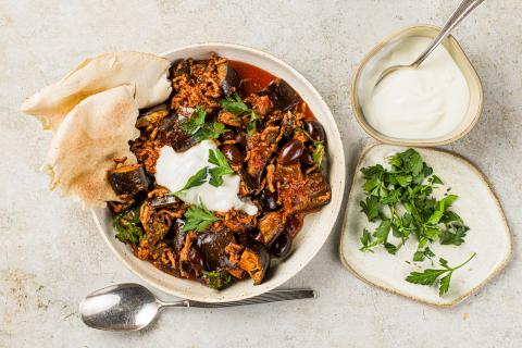 Poêlée d'aubergines à la viande hachée