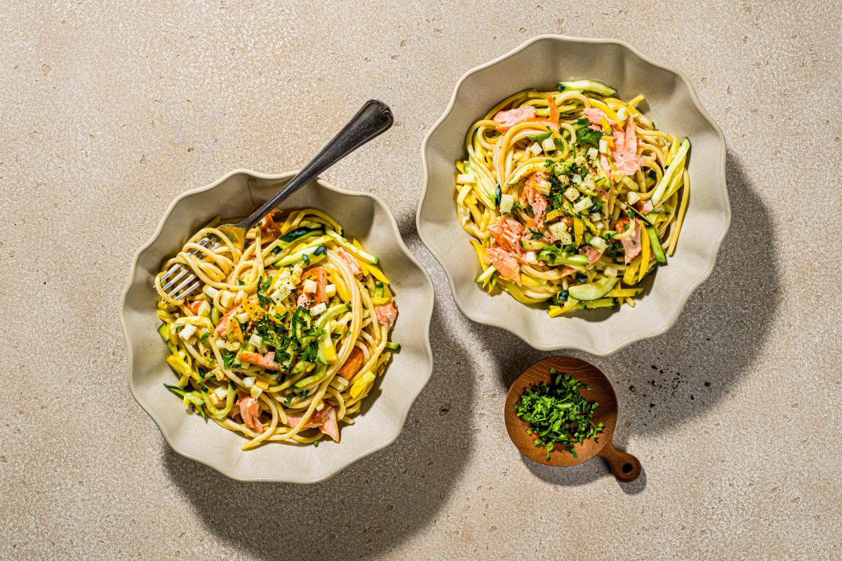 Spaghetti with salmon and courgette - Recipes | fooby.ch