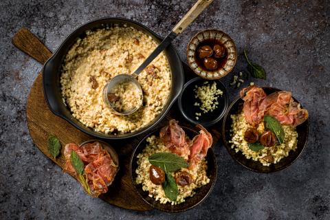 Barley risotto with chestnuts