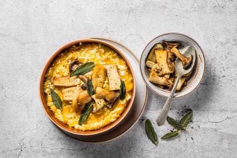 Risotto à la courge et aux champignons