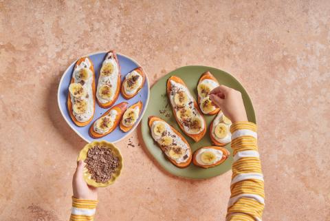 Patate dolci con cioccolato e banane