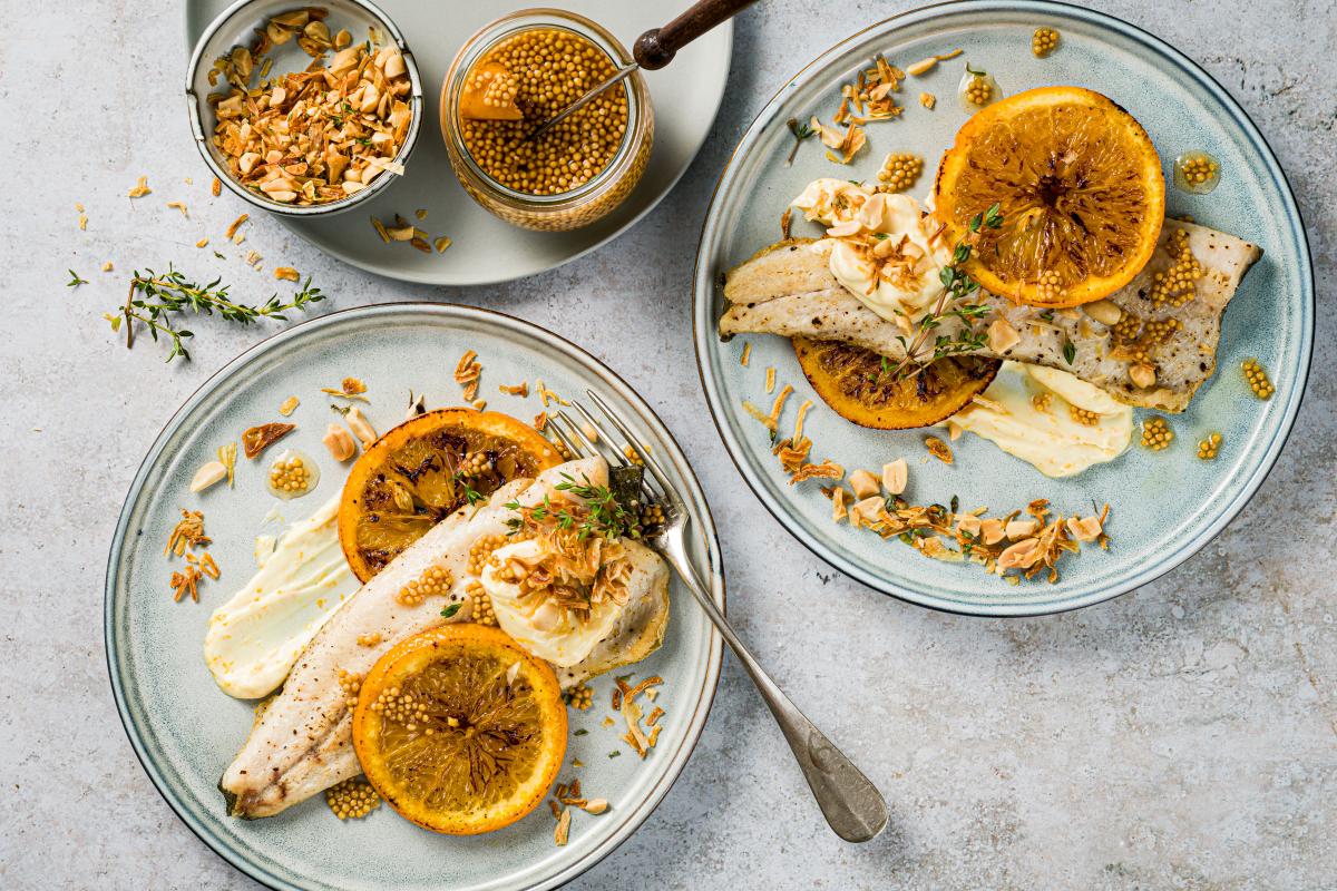 Trout fillets with orange and mustard seed - Recipes | fooby.ch