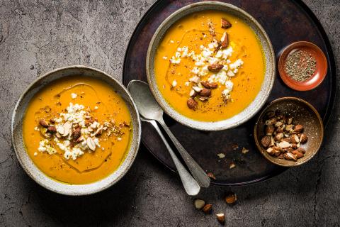 Geröstete Kürbissuppe mit Feta