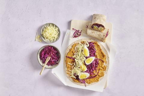 Wraps au chou rouge et au pesto