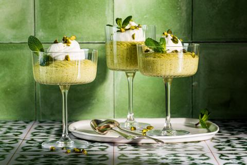 Mousse à la pistache et à la menthe poivrée