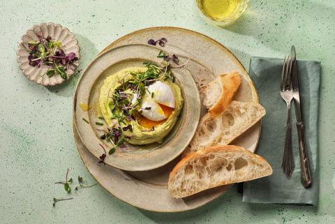 Herb hummus with egg