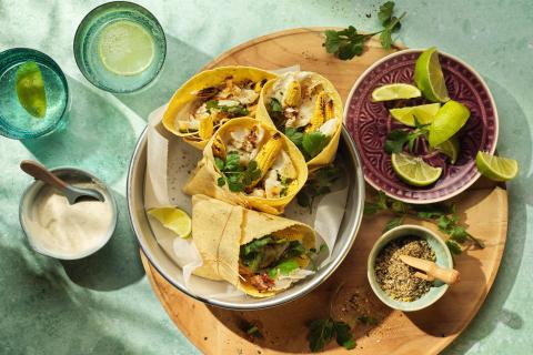 Tacos de poisson, sauce à la limette