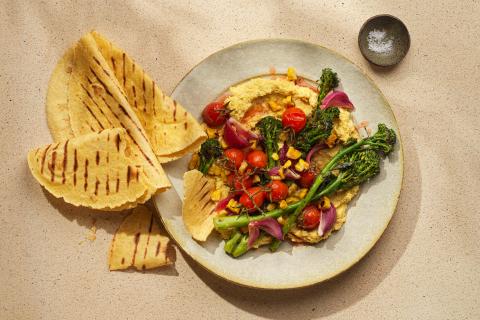 Verdure alla griglia con puré di mais
